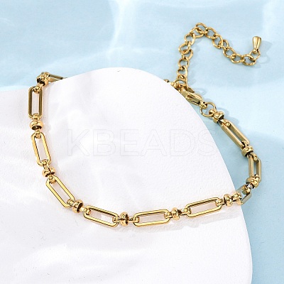 304 Stainless Steel Long Oval Link Chain Anklets AJEW-A057-10G-1