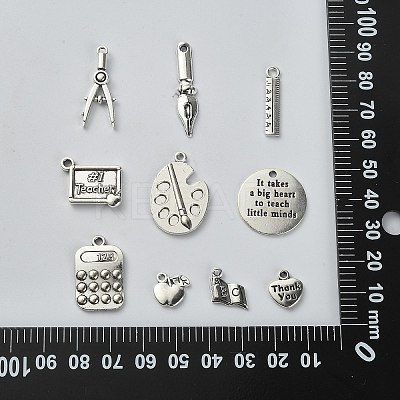 100Pcs 10 Styles Tibetan Style Alloy Pendants TIBEP-CJ0002-97-1