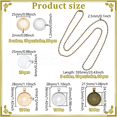 DIY Iron Ball Necklaces & Alloy Finger Ring Brooch Making Kits DIY-GA0008-14-1