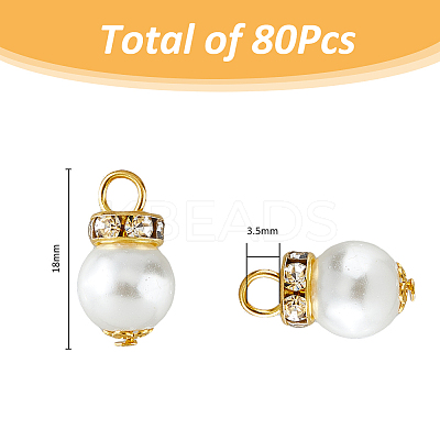 80Pcs Glass Pearl Pendants PALLOY-FH00016-1