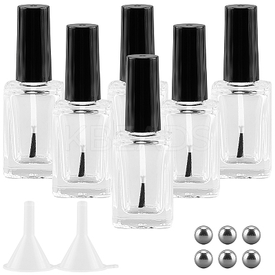 Transparent Glass with Plastic Nail Polish Empty Bottle AJEW-GF0009-74C-1