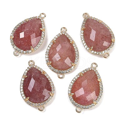 Natural Strawberry Quartz Faceted Teardrop Links G-B126-03G-05-1