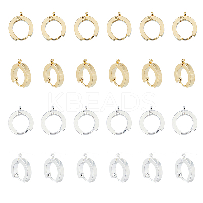 24Pcs 2 Colors 201 Stainless Steel Huggie Hoop Earrings Findings STAS-DC0015-46-1