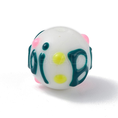 Opaque Painted Glass Beads GLAA-B001-01F-1