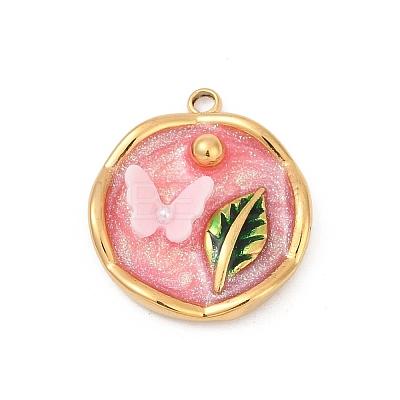 304 Stainless Steel Enamel Pendants STAS-C121-08B-G-1