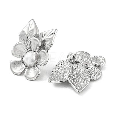 304 Stainless Steel Flower Stud Earrings EJEW-M233-05P-1