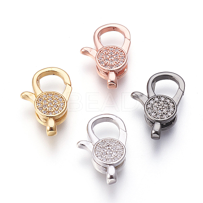 Brass Micro Pave Cubic Zirconia Lobster Claw Clasps KK-O106-28-1