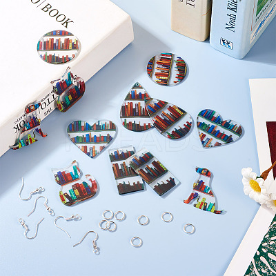 DIY Bookshelf Acrylic Dangle Earring Making Kit DIY-TA0009-66-1