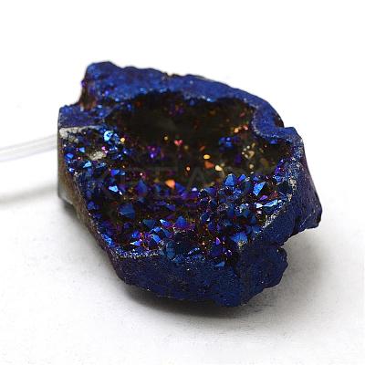 Electroplated Natural Druzy Agate Beads Strands G-N0259-02-1
