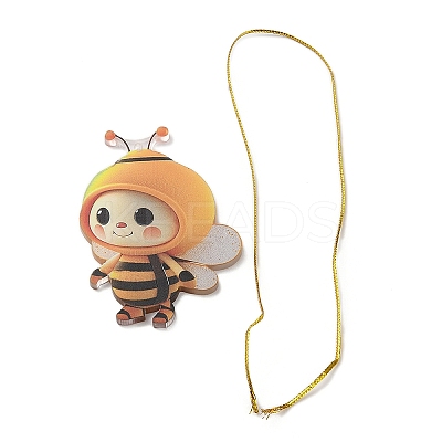 Cute Bees Acrylic Pendant Decoration HJEW-G026-01E-1