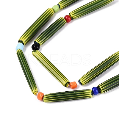 Handmade Millefiori Glass Lampwork Strip Beads Strands LA-N047-01F-1