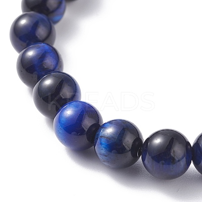 8.5mm Round Dyed Natural Tiger Eye Beads Stretch Bracelet for Girl Women BJEW-JB07152-01-1