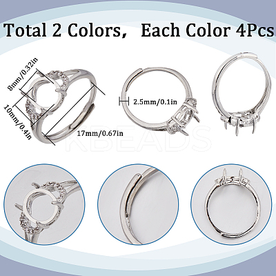 8Pcs 2 Colors Adjustable Brass Solitaire Ring Settings KK-SC0003-93-1