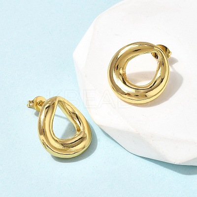 Teardrop 201 Stainless Steel Stud Earrings EJEW-Z151-03G-1
