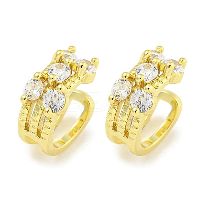 Brass Micro Pave Cubic Zirconia Cuff Earrings EJEW-C104-042G-1