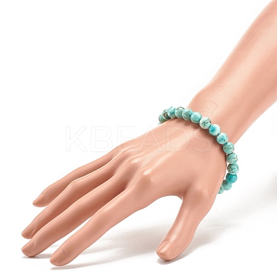 Natural Howlite Round Beaded Stretch Bracelet BJEW-JB08290-03-1