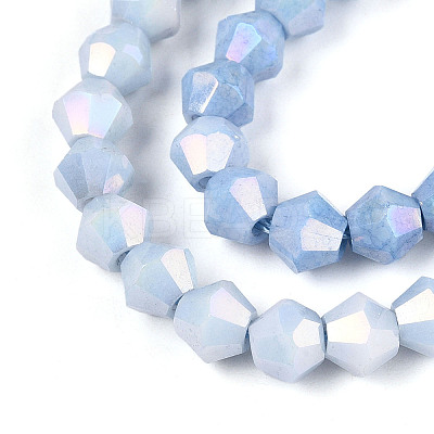 Anti-Tarnish Electroplate Bicone Glass Beads Strands EGLA-T021-6mm-16-09-1