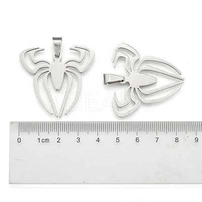 Tarnish Resistant Boy Jewelry Original Color 201 Stainless Steel Halloween Spider Blank Pendants STAS-I032-221-1