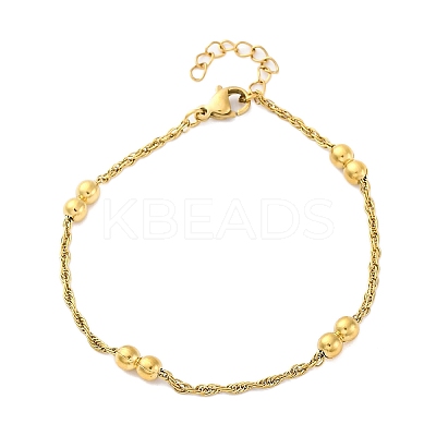 304 Stainless Steel Rope Chain Bracelets for Women BJEW-C094-10G-1