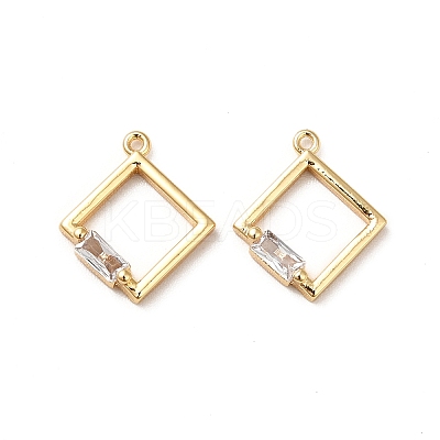 Brass Cubic Zirconia Charms KK-M233-41G-1