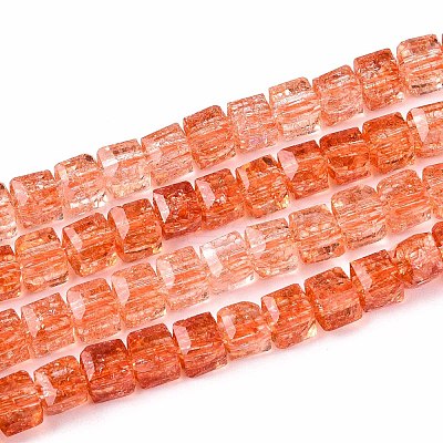 Crackle Transparent Glass Beads Strands GLAA-N062-6mm-10-1