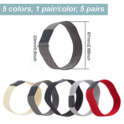 5 Pairs 5 Colors Elastic Polyester with Imitation Leather Shoelace Bands FIND-DR0001-16-1