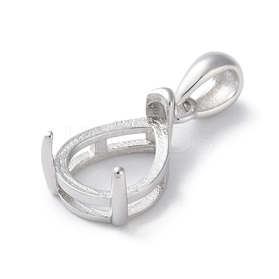 Rhodium Plated Rack Plating 925 Sterling Silver Pendants Cabochon Settings STER-NH0001-49C-P-1