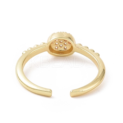 Clear Cubic Zirconia Flat Round Open Cuff Ring RJEW-E072-03G-1