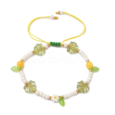 3Pcs 3 Styles Glass Seed Beads & Lampwork Beads Braided Bead Bracelets for Women BJEW-MZ00212-1