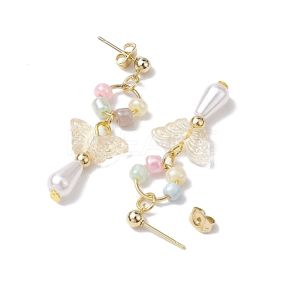 ABS Plastic Imitation Pearl & Glass Seed Earrings EJEW-JE05799-1