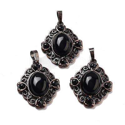 Natural Obsidian Rhombus Pendants G-K363-02R-20-1
