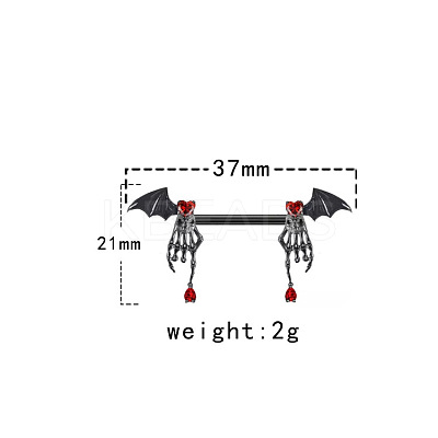316L Surgical Stainless Steel Ruby Rhineston Nipple Barbells WGA8DED-02-1