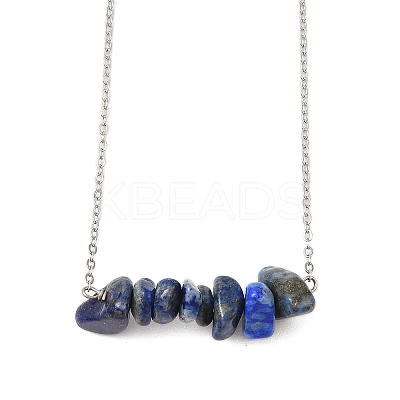 Natural Lapis Lazuli Chip Pendant Necklaces NJEW-JN05097-02-1