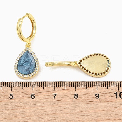Brass Micro Pave Cubic Zirconia Hoop Dangle Earrings KK-CBA8324-11G-1