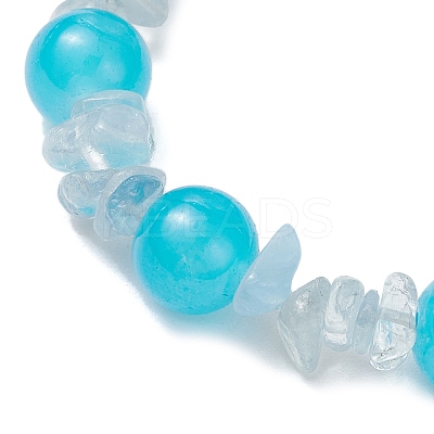 Baking Paint Imitation Jade Glass Round Beaded Stretch Bracelets for Women BJEW-JB12158-02-1