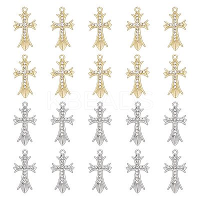 20Pcs 2 Colors Alloy Crystal Rhinestone Pendants FIND-AR0003-91-1