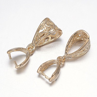 Filigree Rack Plating Brass Pendant Pinch Bails X1-KK-L102-12G-1