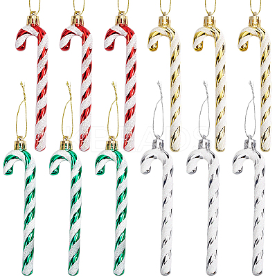 4 Sets 4 Colors Plastic Candy Cane Pendant Decorations FIND-SC0013-42B-1