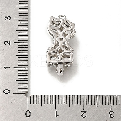 Brass Micro Pave Clear Cubic Zirconia Box Clasps with Acrylic KK-H480-05P-1