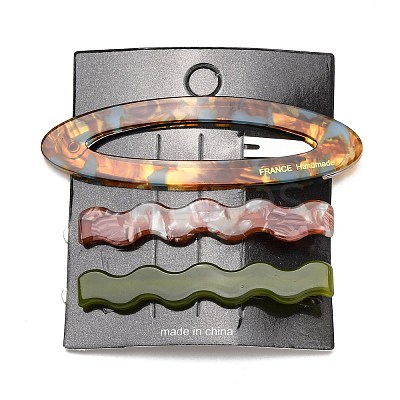 3Pcs Alloy Resin Alligator Hair Clips OHAR-B007-07-1