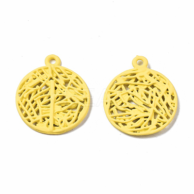 Spray Painted Alloy Pendants PALLOY-Q434-010E-NR-1