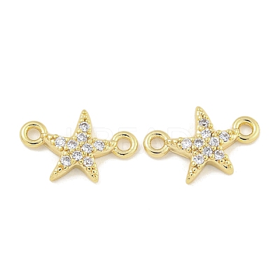 Brass Micro Pave Clear Cubic Zirconia Connector Charms KK-Q820-42G-1
