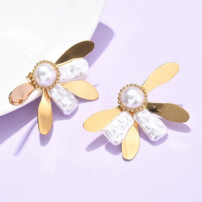Flower 304 Stainless Steel Stud Earrings EJEW-C142-05G-1