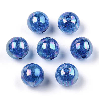 Bubblegum AB Color Transparent Crackle Acrylic Round Beads CACR-TAC0001-01-1
