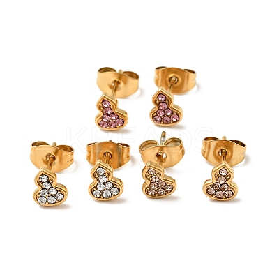 Rhinestone Gourd Stud Earrings with 316 Surgical Stainless Steel Pins EJEW-A081-04G-1