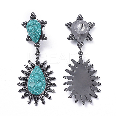 Polymer Clay Rhinestone Dangle Stud Earrings EJEW-E249-01-1