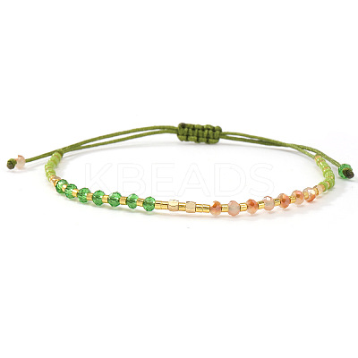 Bohemian Glass & Brass Beads Braided Bead Bracelets GE8132-10-1