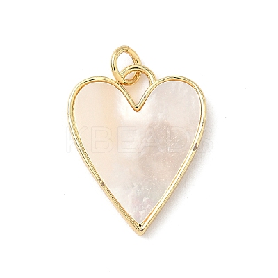 Brass Pave Natural Shell Pendants KK-L239-049G-01-1