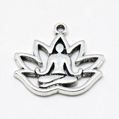 Tibetan Style Alloy Yoga Theme Pendants TIBE-S301-005AS-NR-1