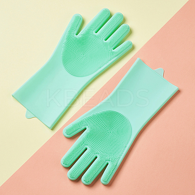 Silicone Dishwashing Gloves AJEW-TA0016-04A-1